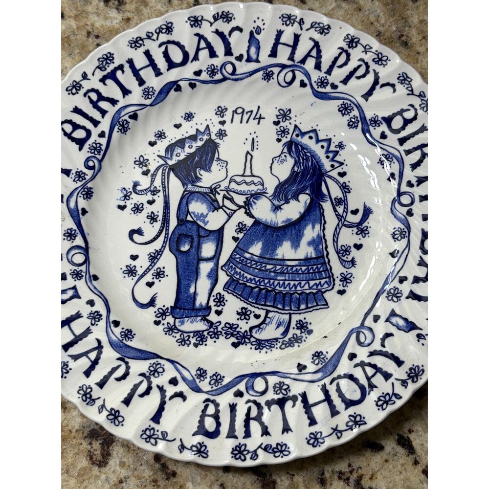 1974 Yesterday's Child Happy Birthday Collectible Plate  Crownford China England